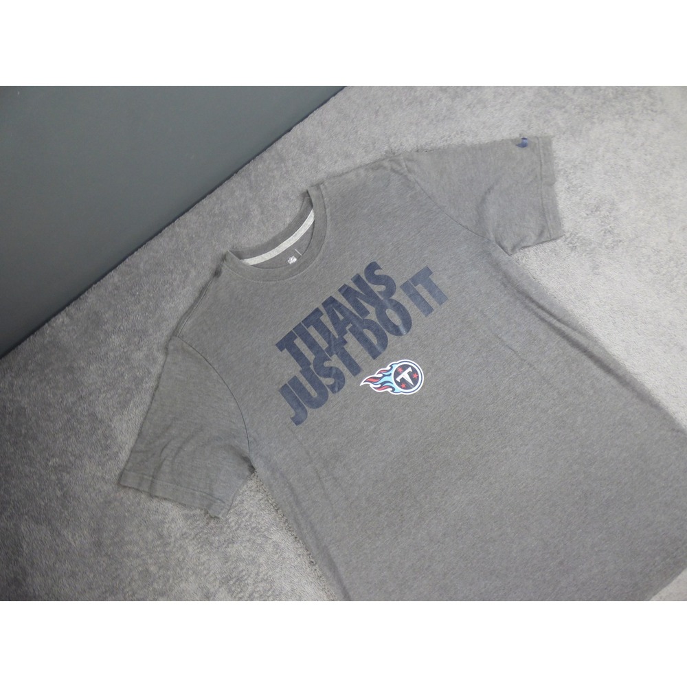 Nike NFL Tennessee Titans Just Do It Gray T-Shirt Mens Large Heathered Graphic